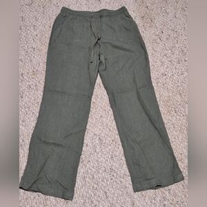 Cato Olive Wide Leg Linen Blend Pants